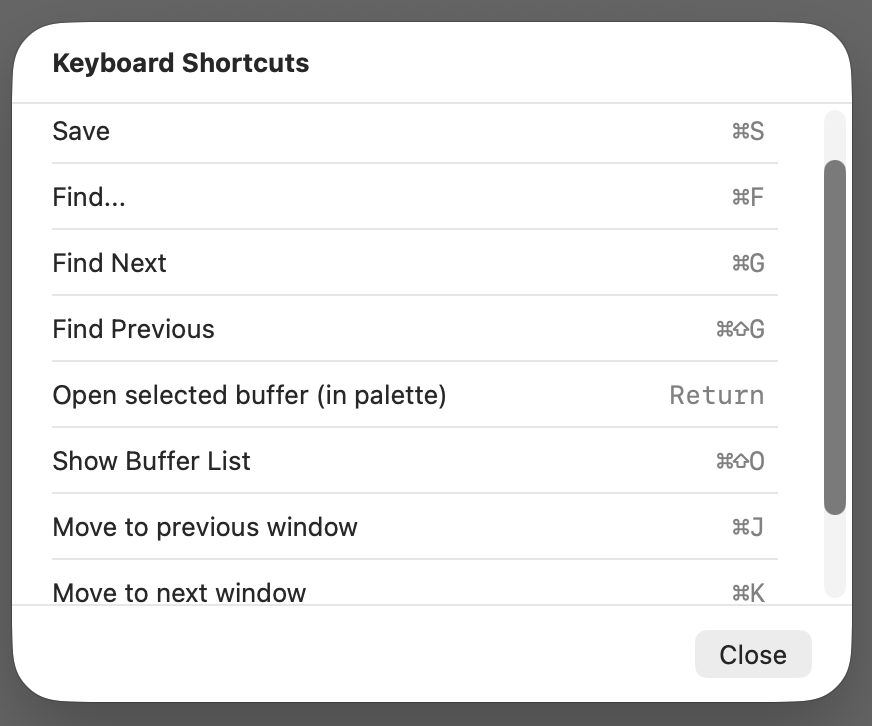 keyboard short cuts